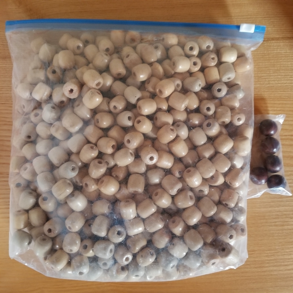 600 Macrame Beads Natural Wood Barrel 5/8" x 1/2" Barrel Craft Over 2 Lbs VTG